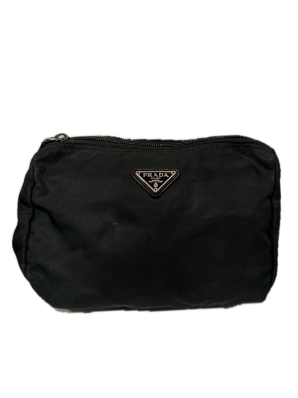 Vintage Prada Tessuto Black Nylon Zip Pouch